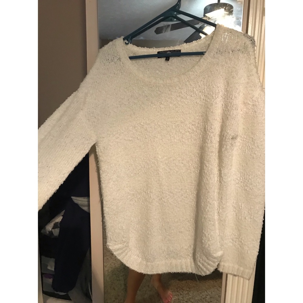 White fuzzy sweater